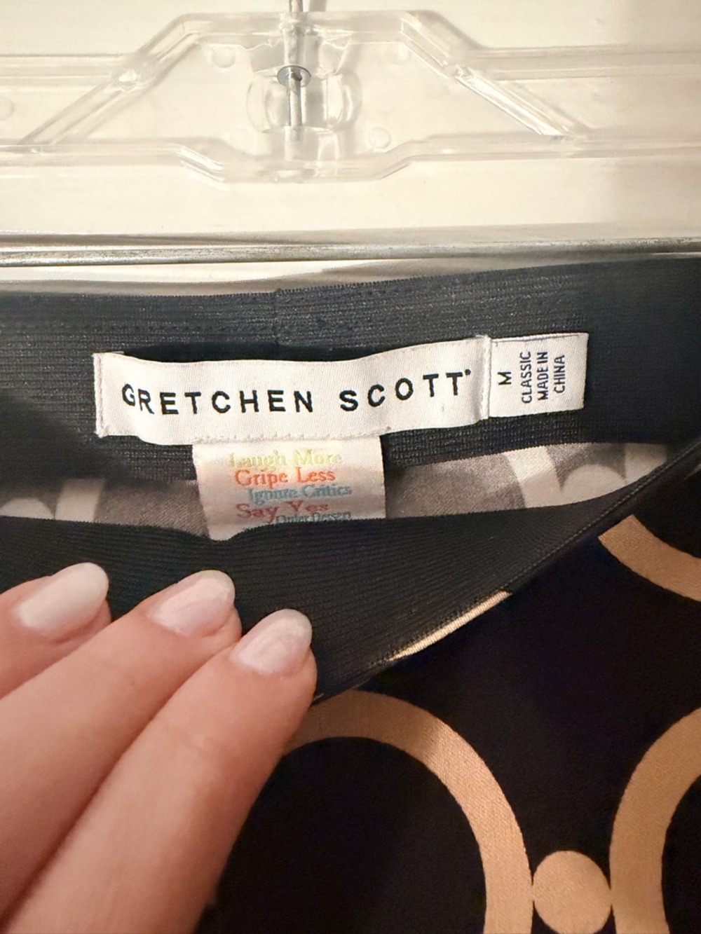 Gretchen Scott Pants M Black & Tan Geometric Print Stretch Slim Leg - Picture 2 of 3